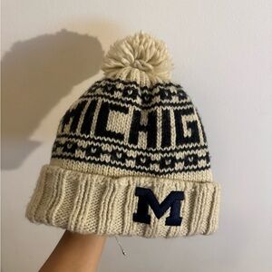 Michigan Knit Beanie with Pom